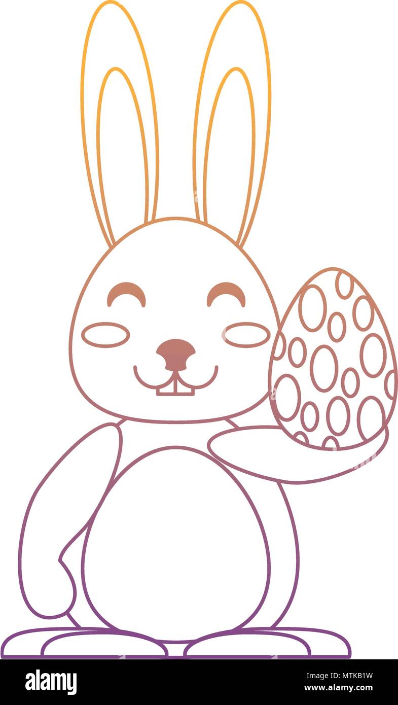 cute rabbit with easter egg over white background, vector illustration ...