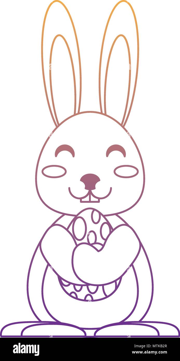 cute bunny with easter egg over white background, vector illustration ...