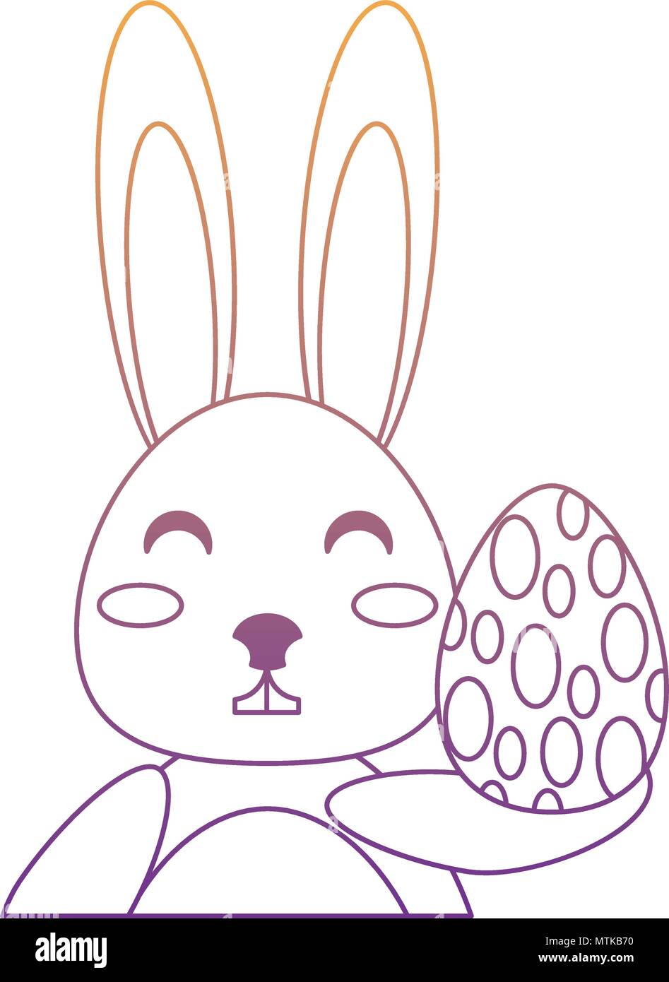 cute rabbit with easter egg over white background, vector illustration ...