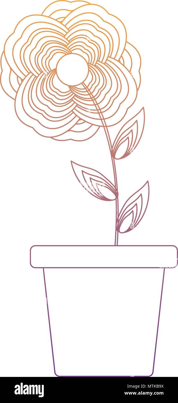 beautiful flower in a flowerpot icon over white background, colorful ...