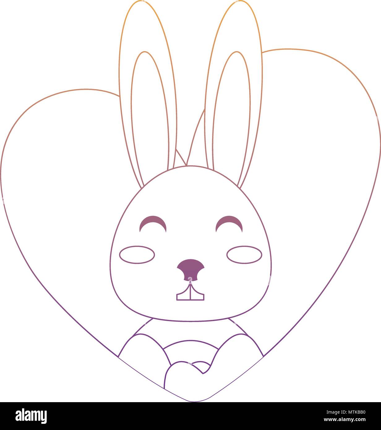 heart with cute rabbit icon over white background, colorful design ...