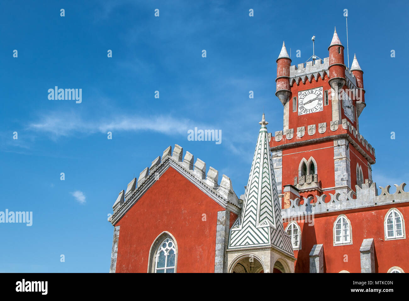 Colorful 19th century Pena Palace in Sintra, Portugal. Stock Photo
