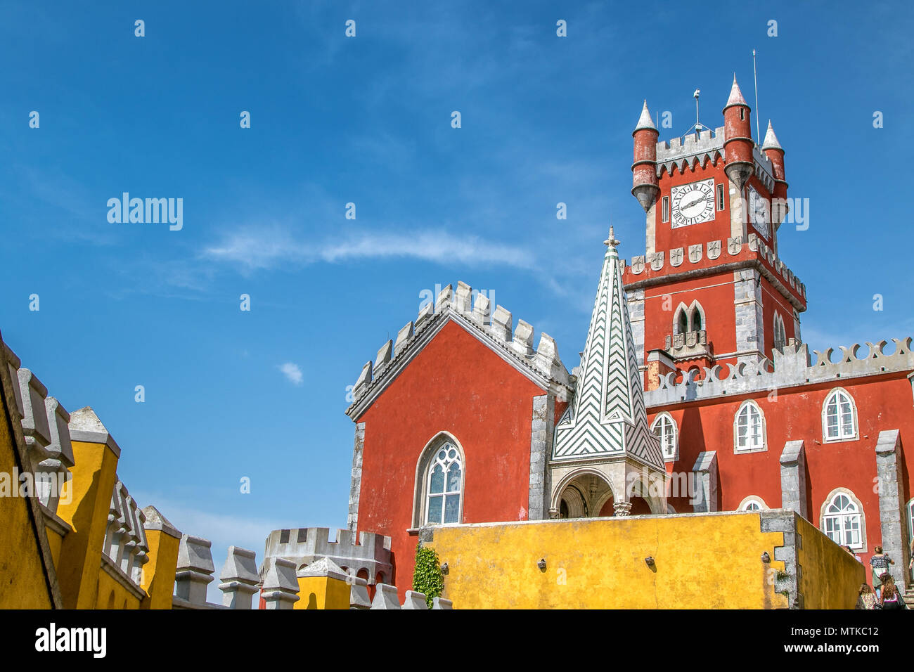 Colorful 19th century Pena Palace in Sintra, Portugal. Stock Photo