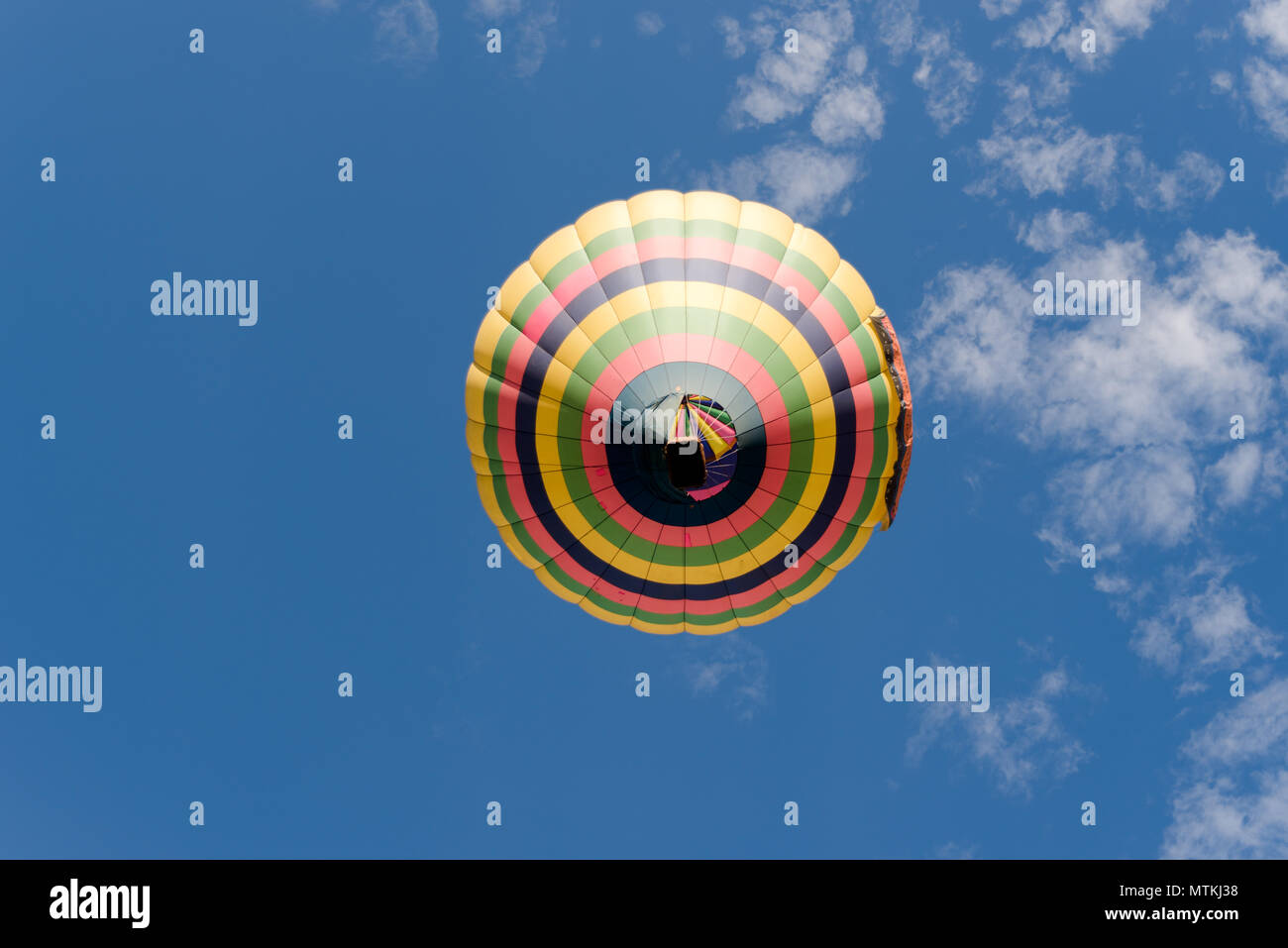 The bottom view of a hot air balloon in Albuquerque, New Mexico. Stock Photo