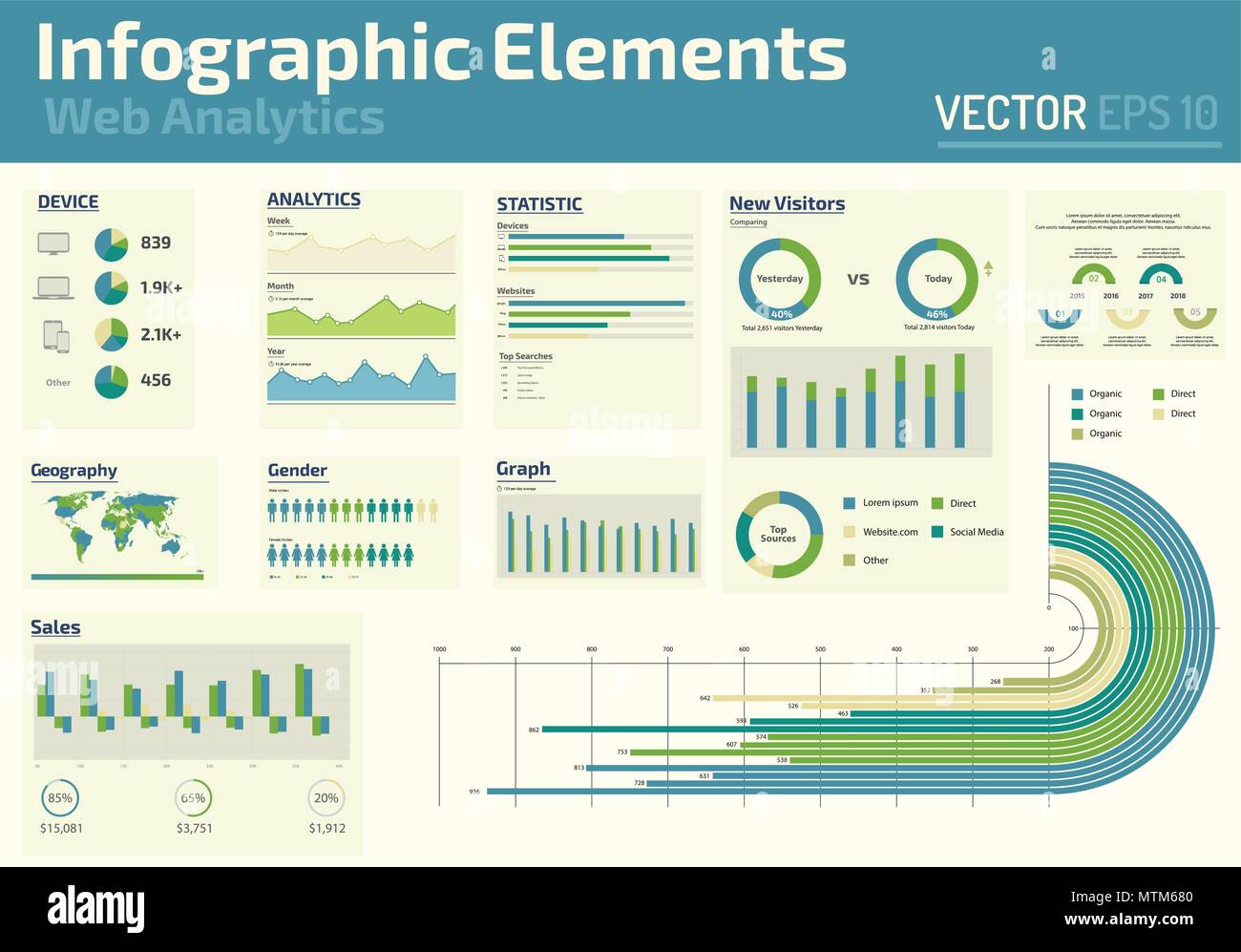 Infographic elements web analytics design template Stock Vector