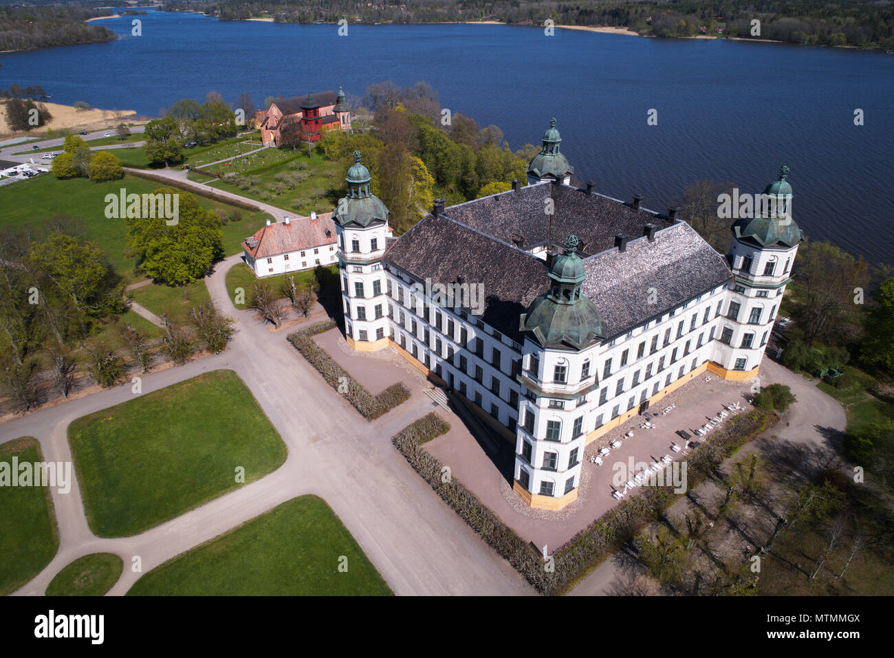 Aerial view of the Swedish Skokloster castle in the province of Uppland. Stock Photo