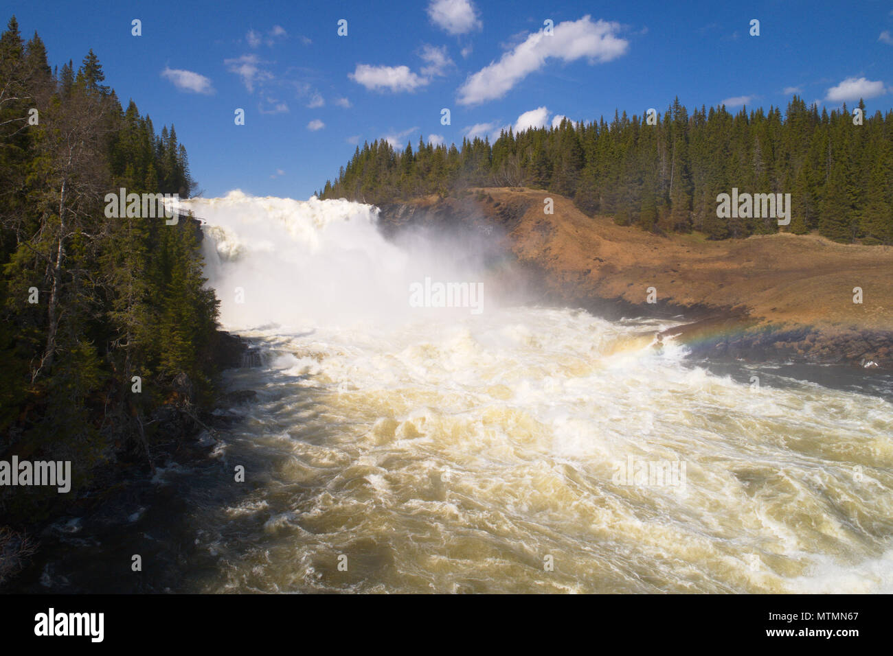 The Swedish waterfall Tannforsen located in the provice Jamtland. Stock Photo