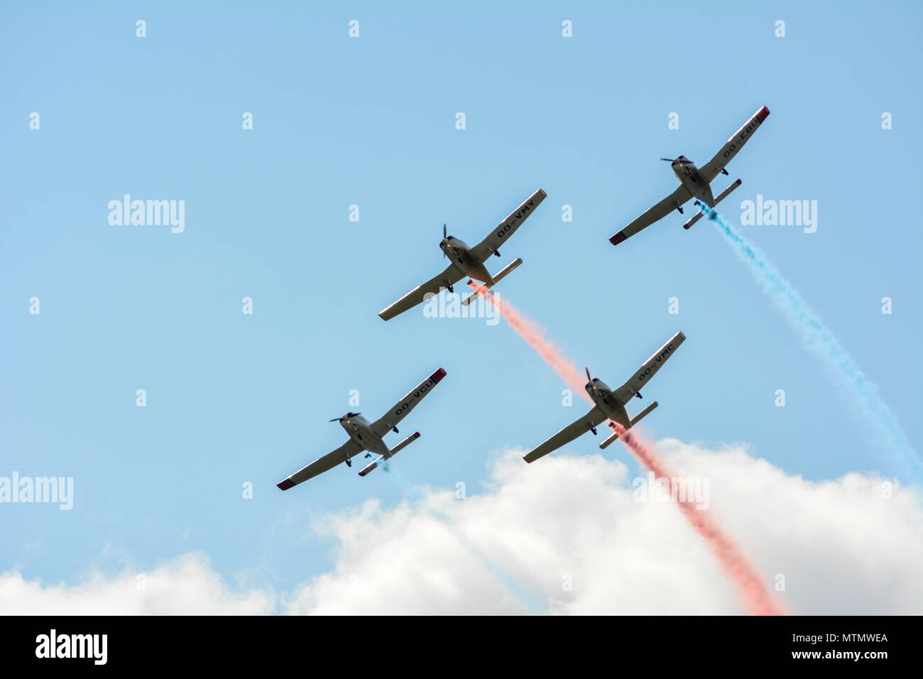 Airplanes doing stunts at an airshow. Stock Photo