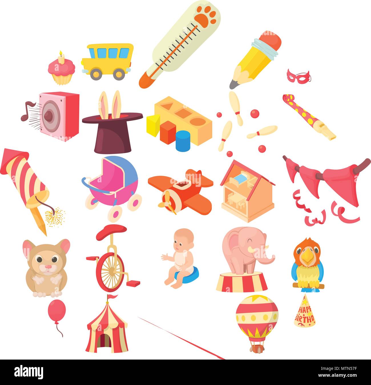 Happy childhood icons set, cartoon style Stock Vector Image & Art - Alamy