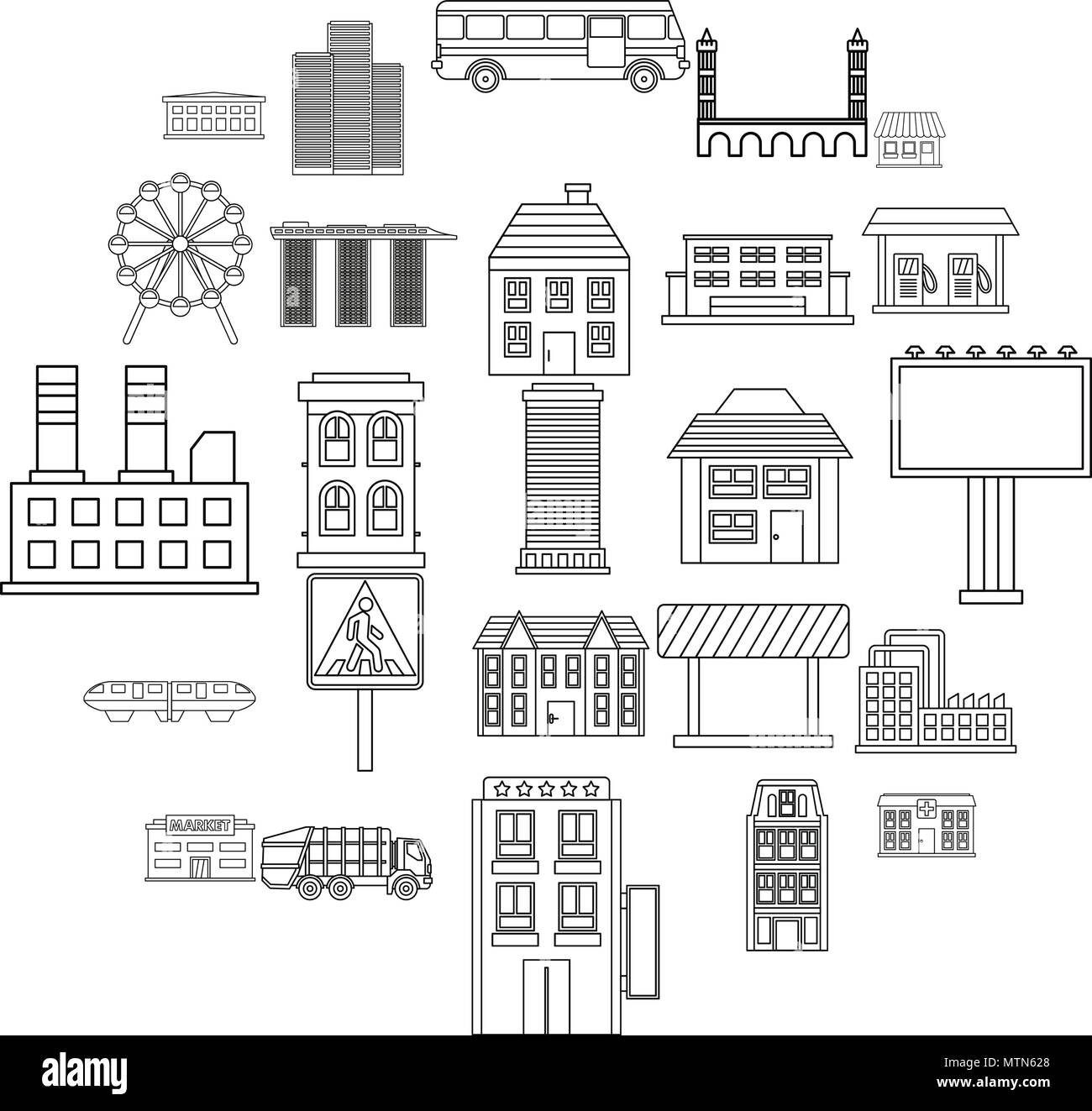 Skyscrapers icons set, outline style Stock Vector Image & Art - Alamy