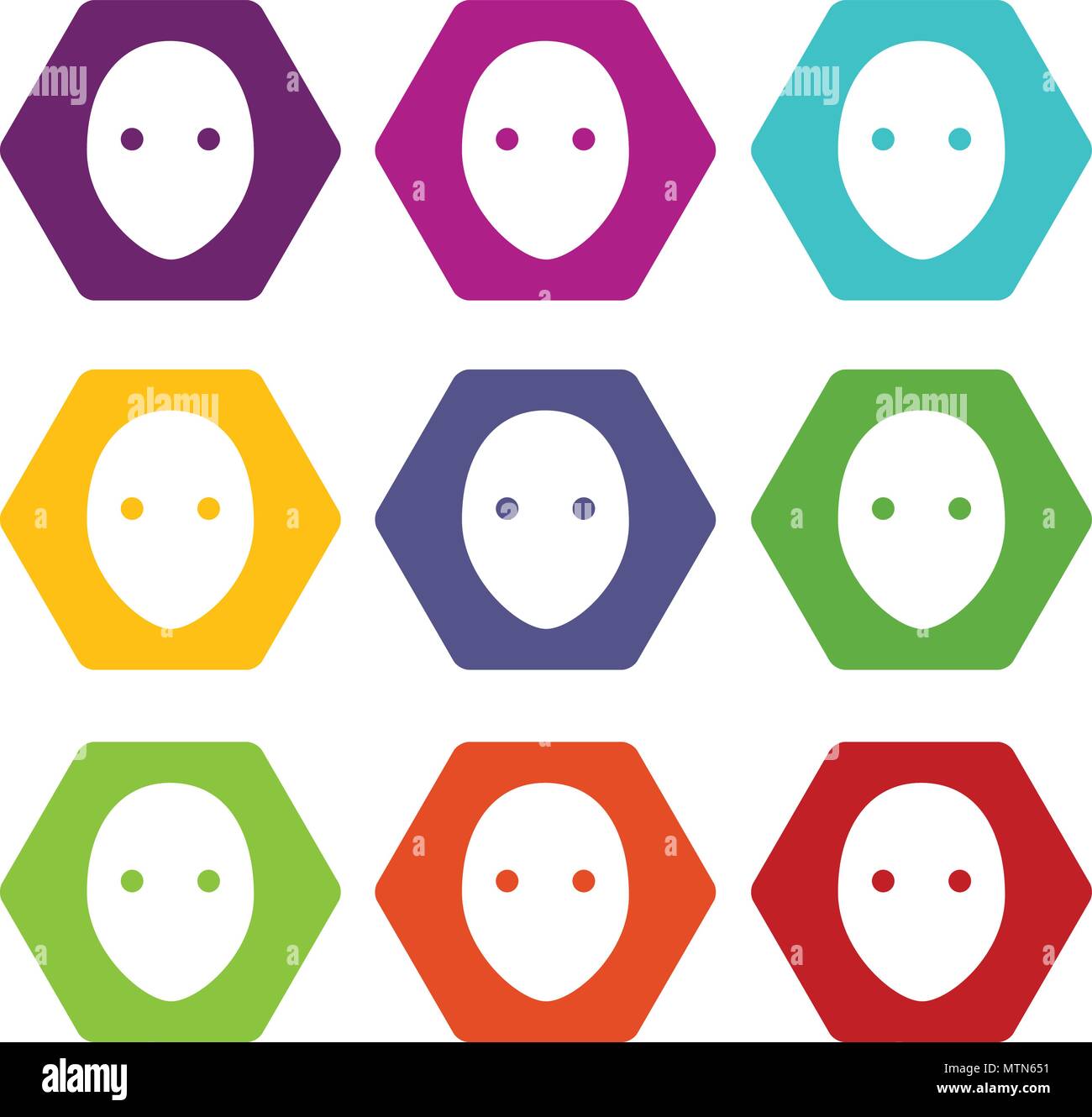 Hockey goalkeeper helmet icons set 9 vector Stock Vector Image & Art ...