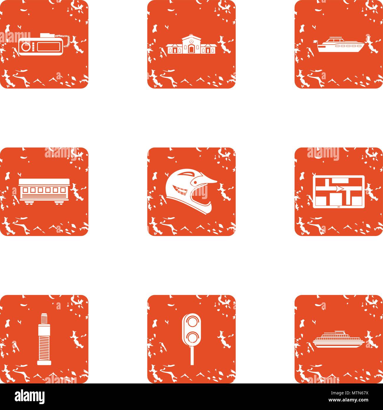 Special hardware icons set, grunge style Stock Vector