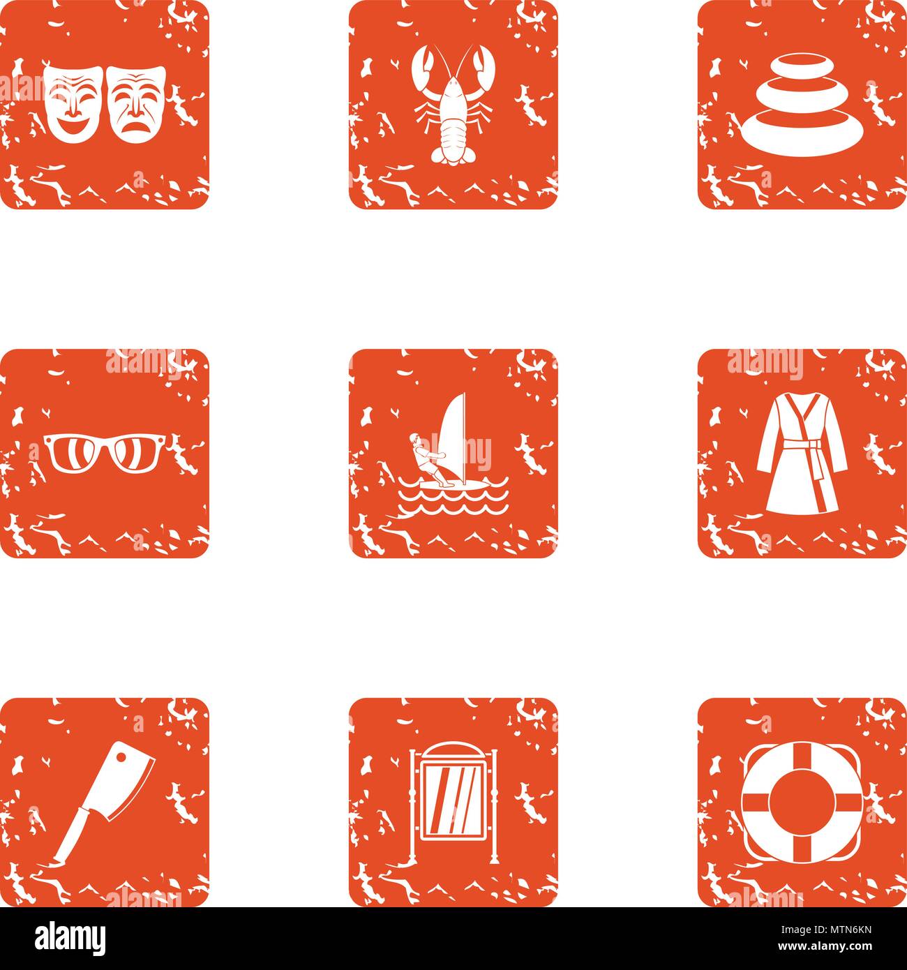 Affectation icons set, grunge style Stock Vector