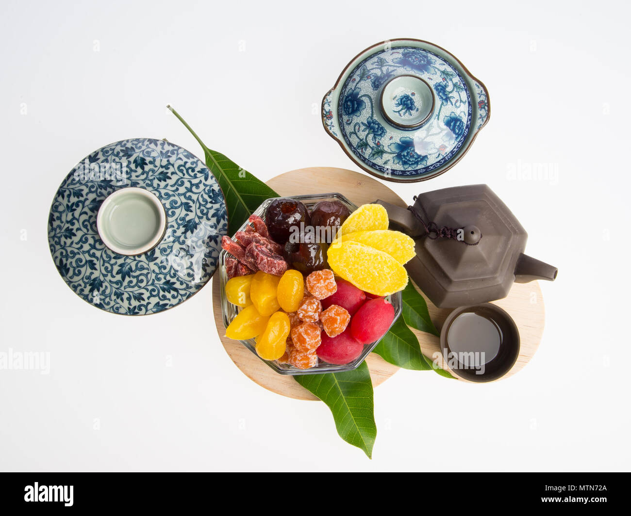 preserved fruits or chinese preserved fruits on the background Stock Photo