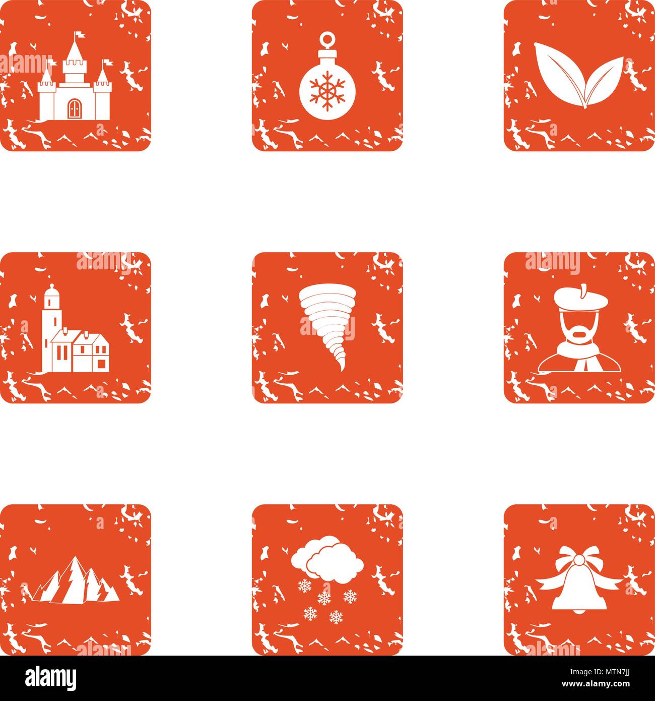 Slope icons set, grunge style Stock Vector