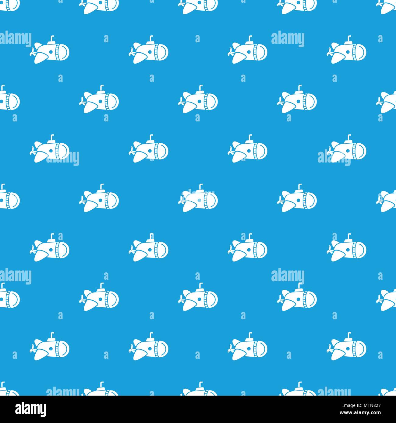 Submarine with round nose pattern vector seamless blue Stock Vector