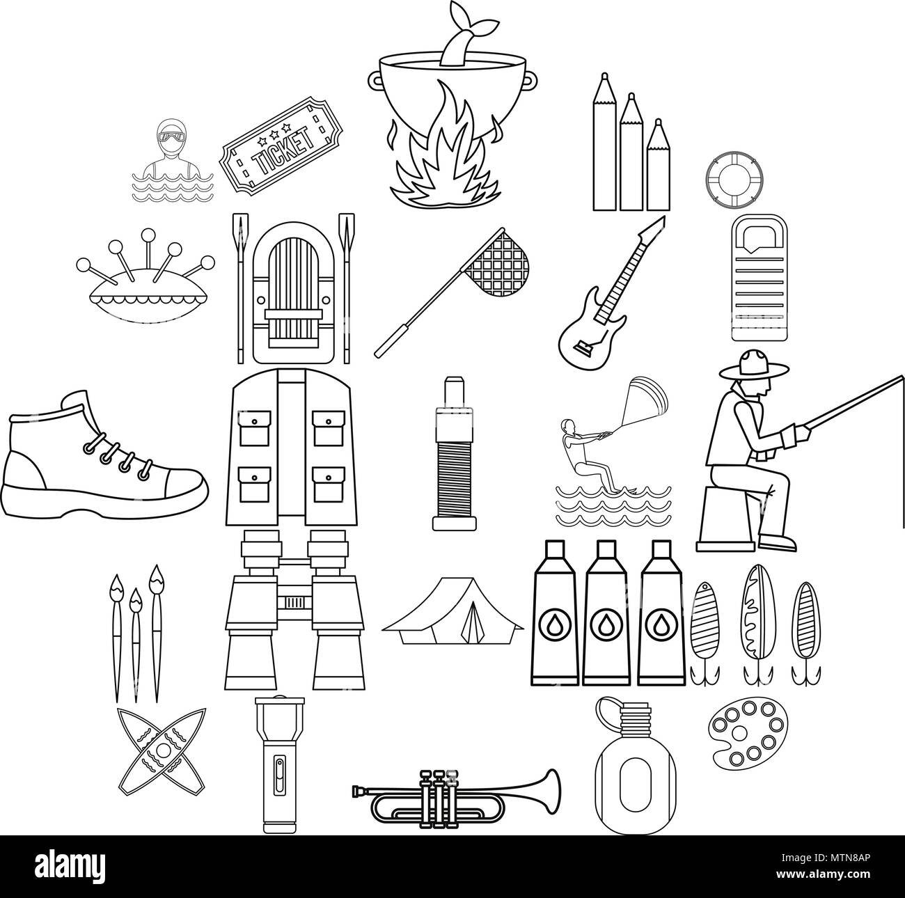 Entertainment on the water icons set outline Stock Vector Image & Art ...