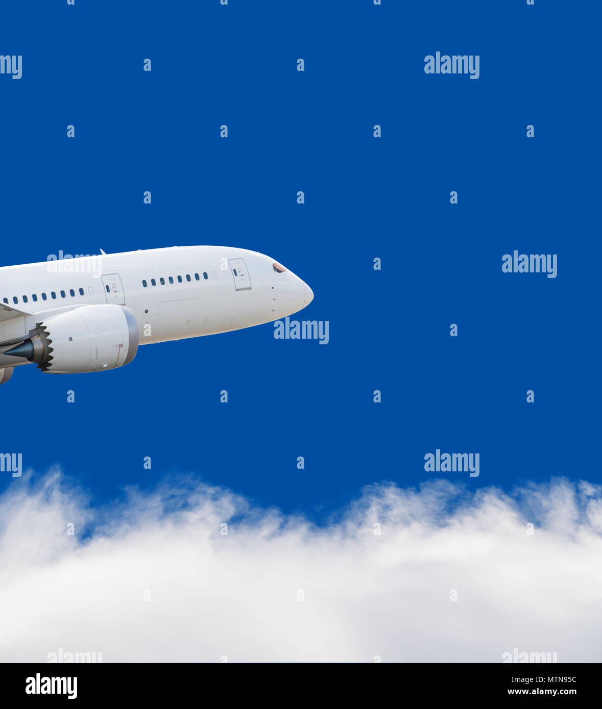 Airplane flying over blue sky and white cloud Stock Photo - Alamy