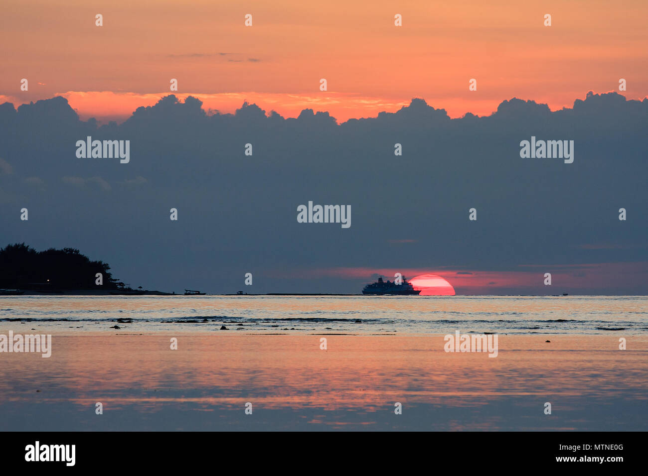 Sunset on Gili Air, Indonesia Stock Photo