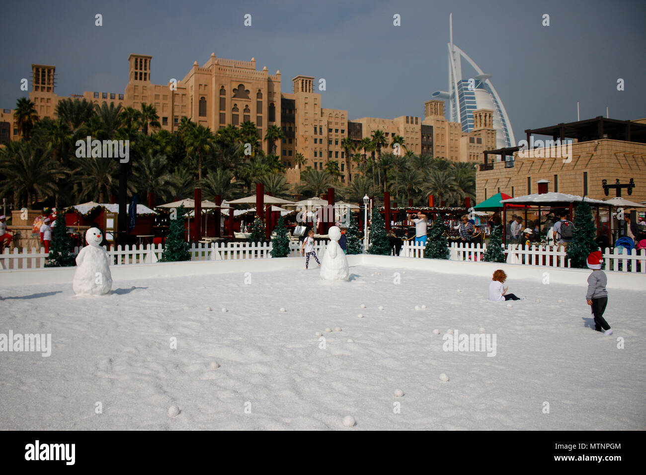 Kunstschnee, Weihnachten, Souk Madinat, Burj al Arab, Dubai. Stock Photo