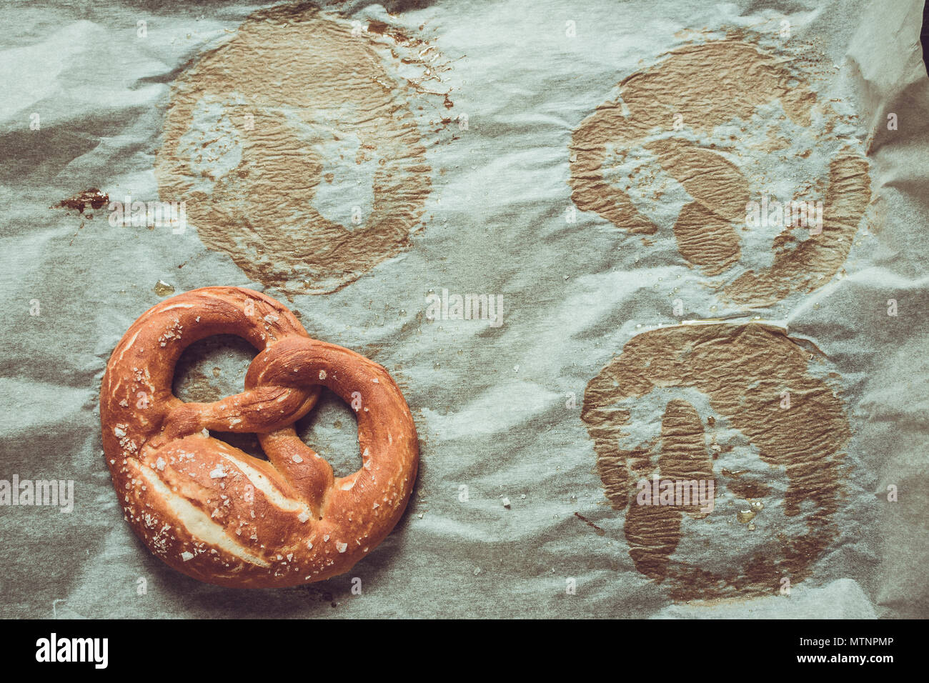 Rustic Look Pretzels From the Oven on Baking Sheet Stock Photo
