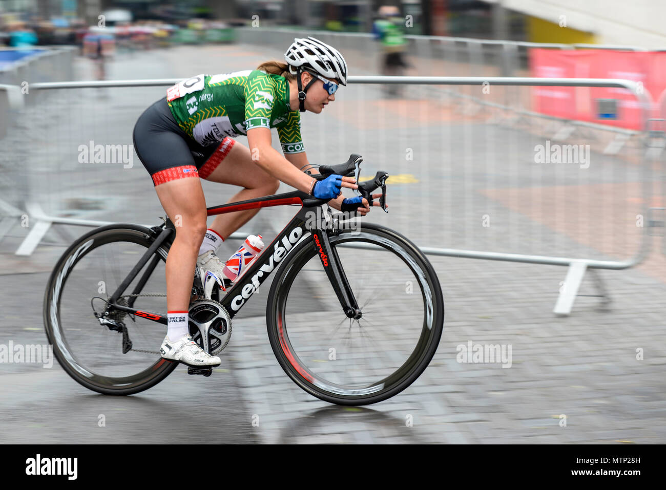 Jess Roberts of Team Breeze racing in the elite women's 2018 OVO Energy ...