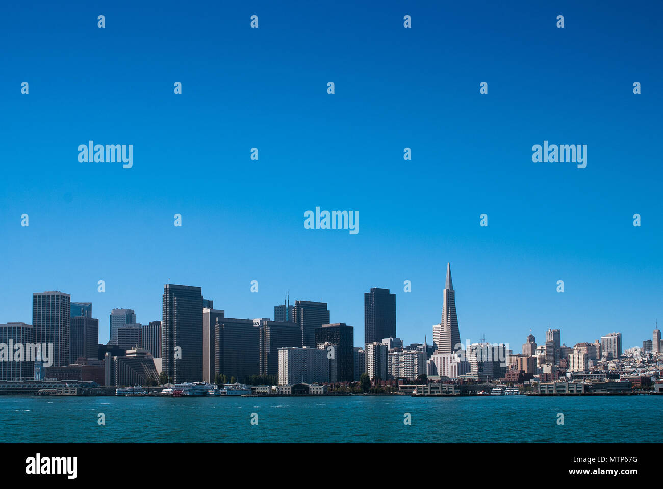 San Francisco skyline from the ship Stock Photo