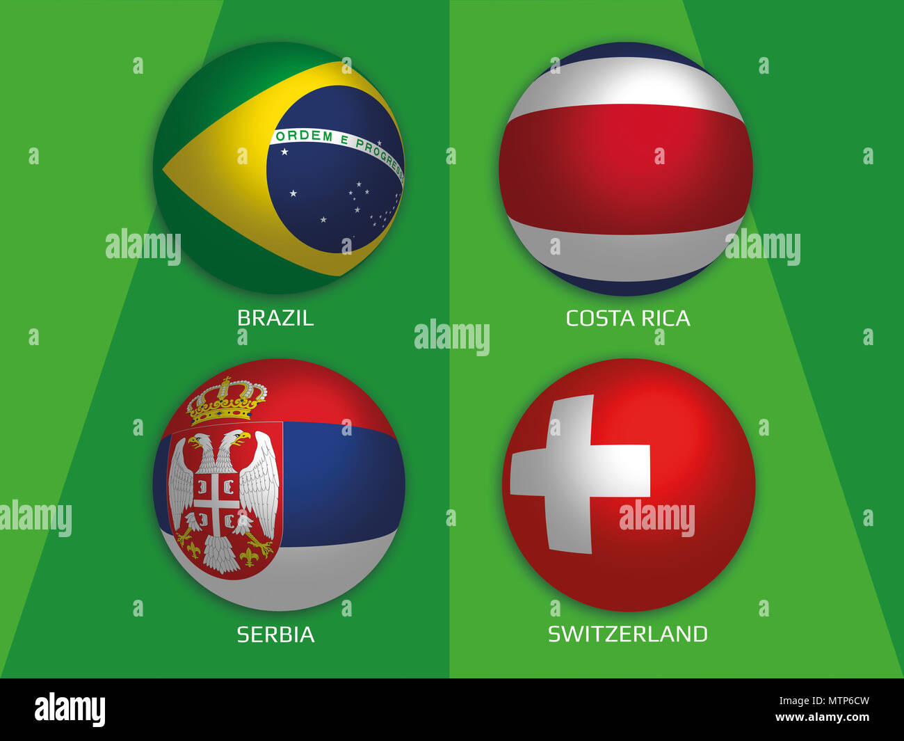 Football World Championship Group E With Brazil Costa Rica Serbia And Switzerland Banner Design Background Soccer Stock Photo Alamy