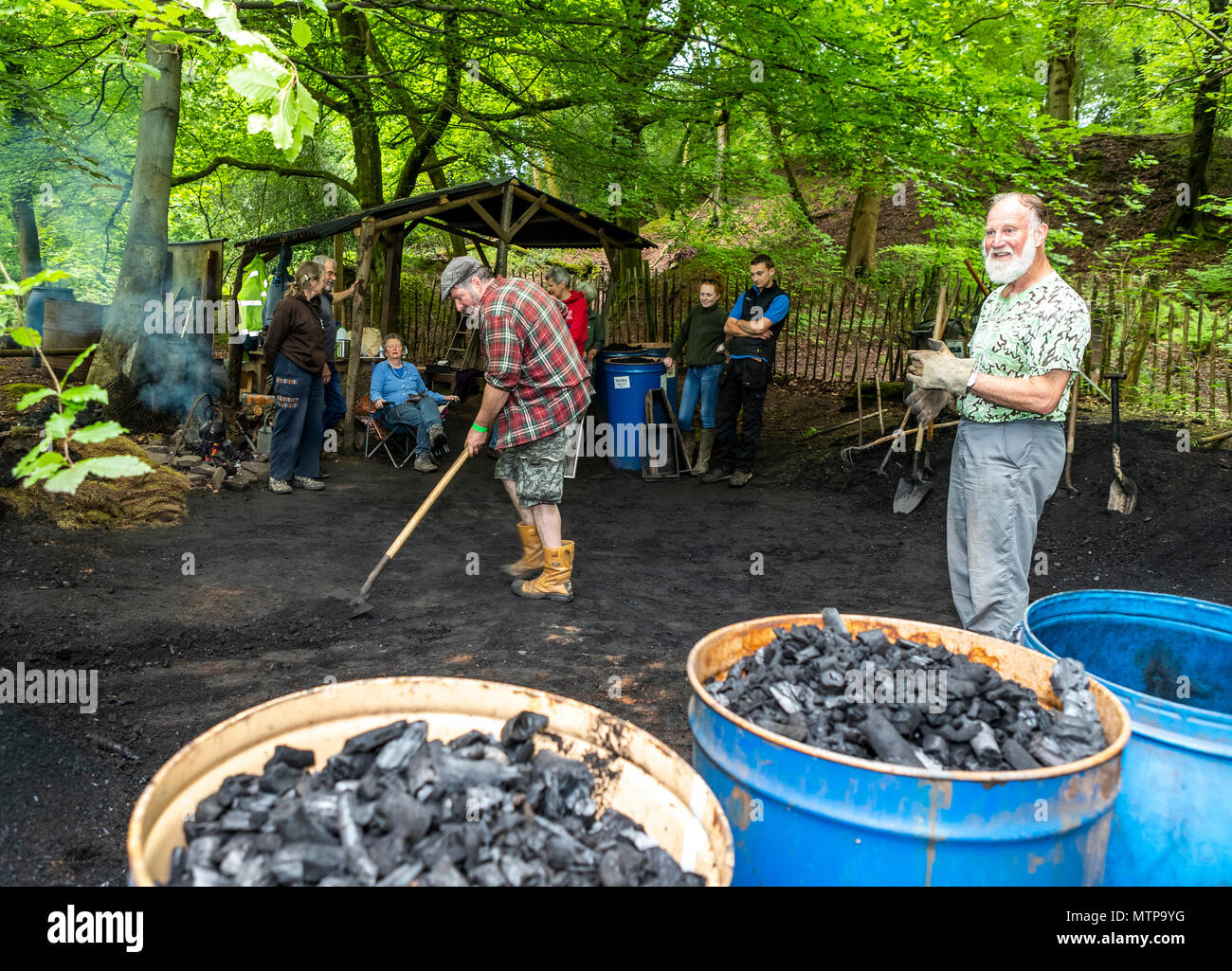 Traditional charcoal burners camp. Fire and Wood at Dean Heritage