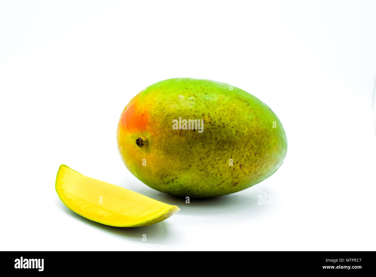 Mango isolated on white background, mango slices, mango fruit cut Stock Photo