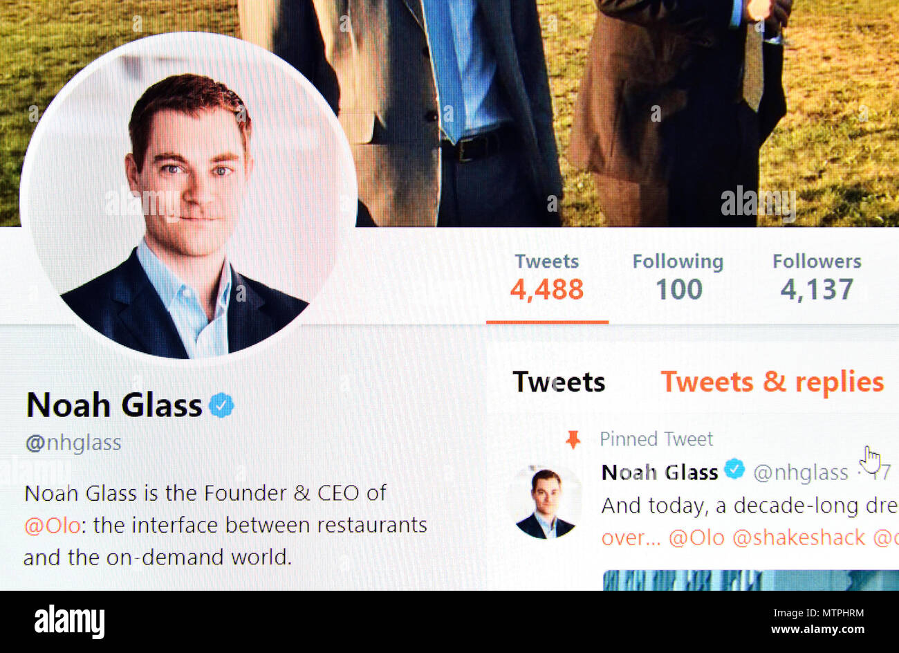 Noah Glass Twitter page (2018) Stock Photo