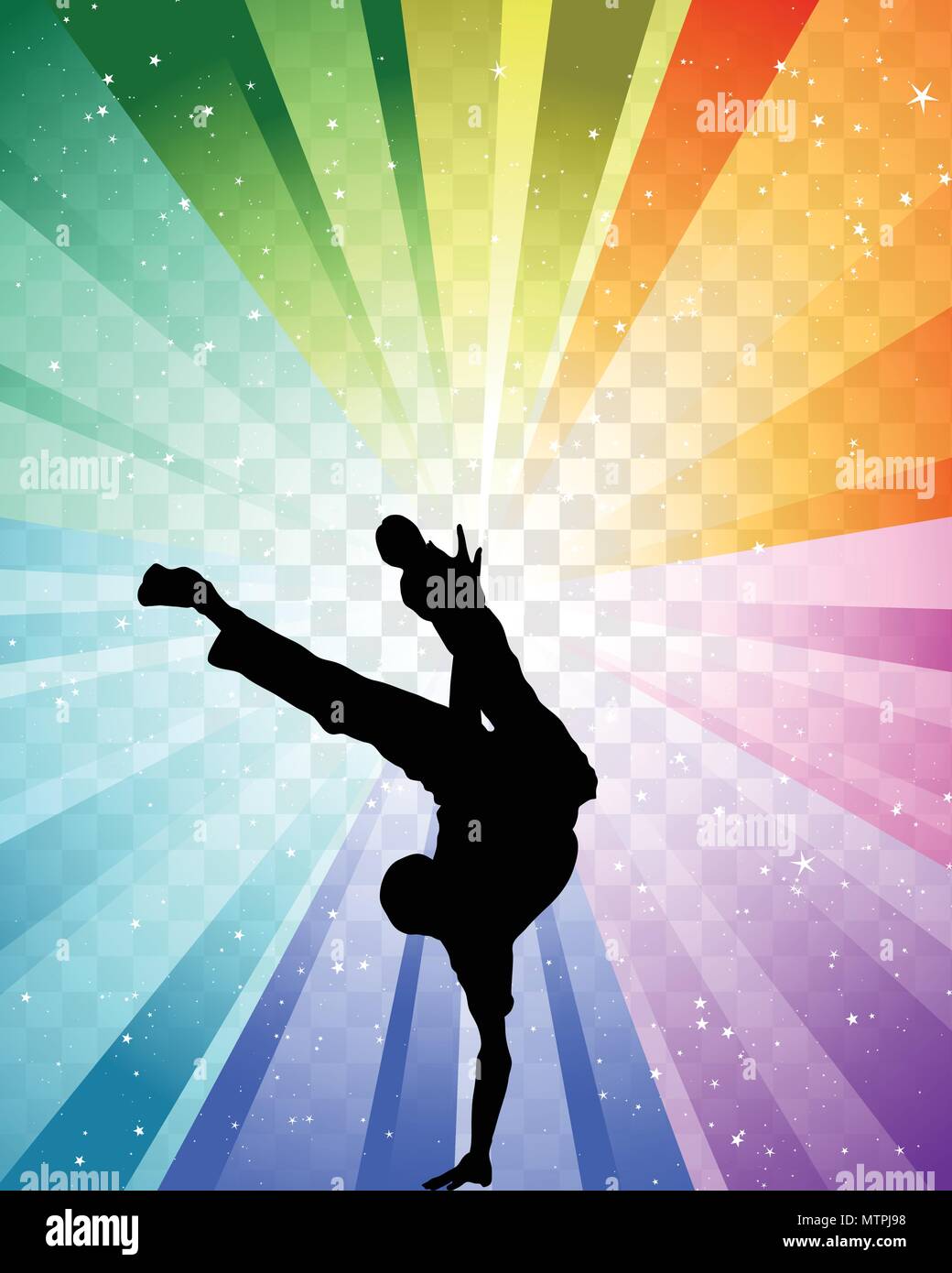 Hip Hop Dancer On Colorfull Background Vector Illustration With
