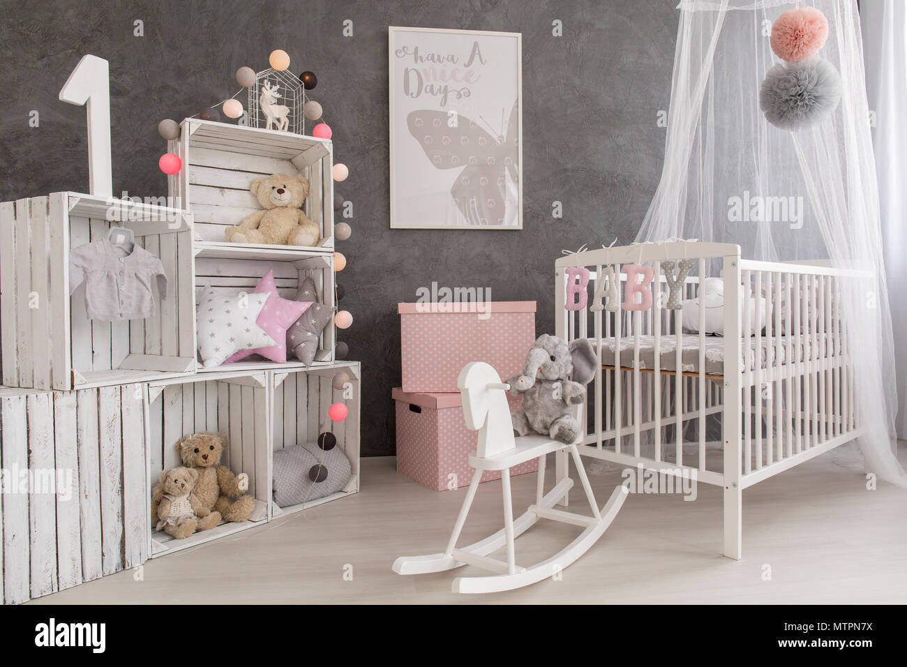 baby pink and grey room