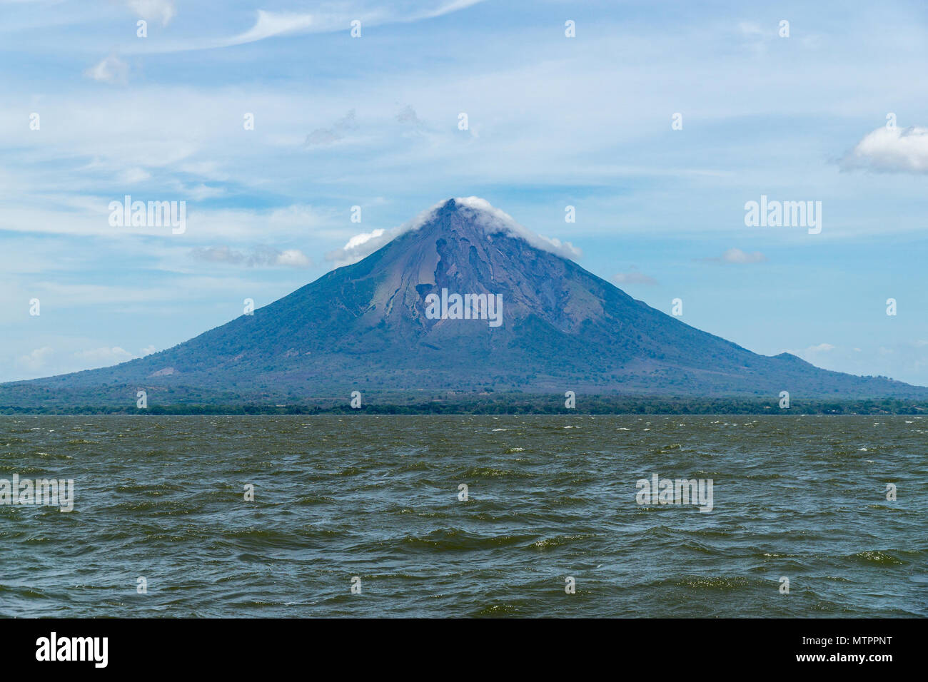 Panorama of the vulcano of Ometepe in the lake, Ometepe - Nicaragua. Stock Photo