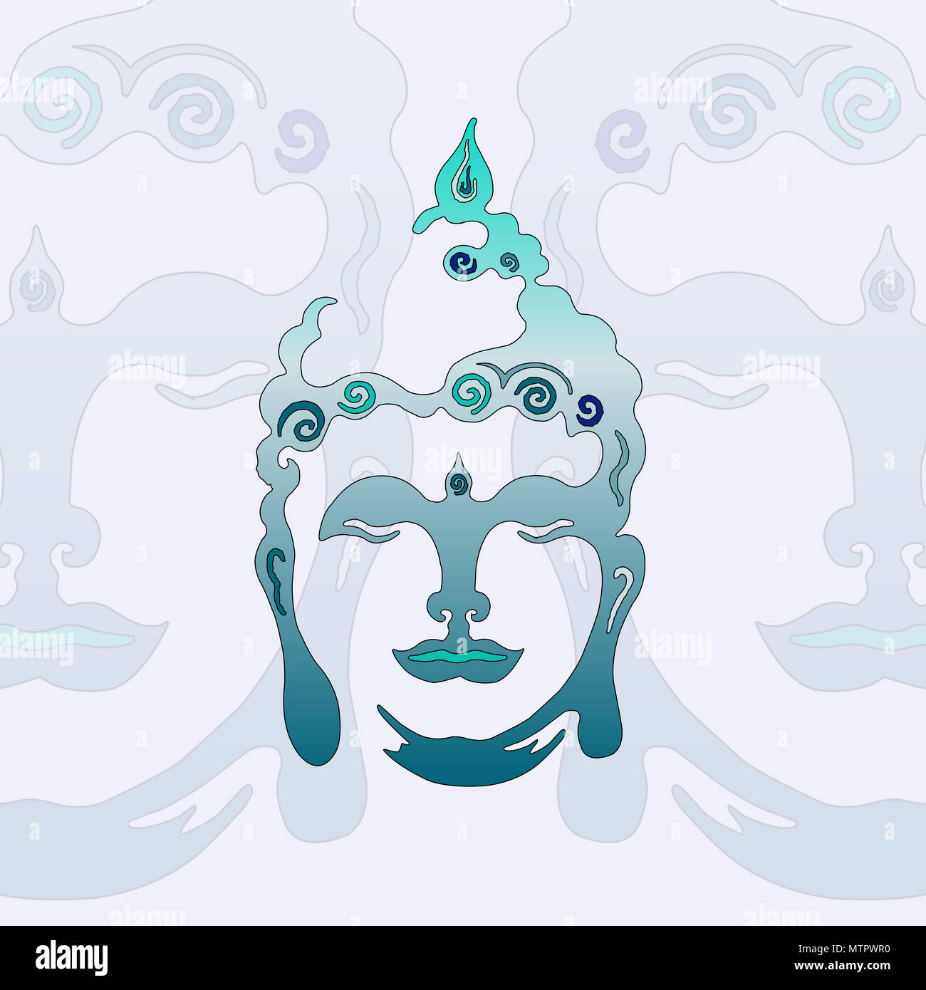 Illustration Buddha Head with turquoise colors Stock Photo Alamy