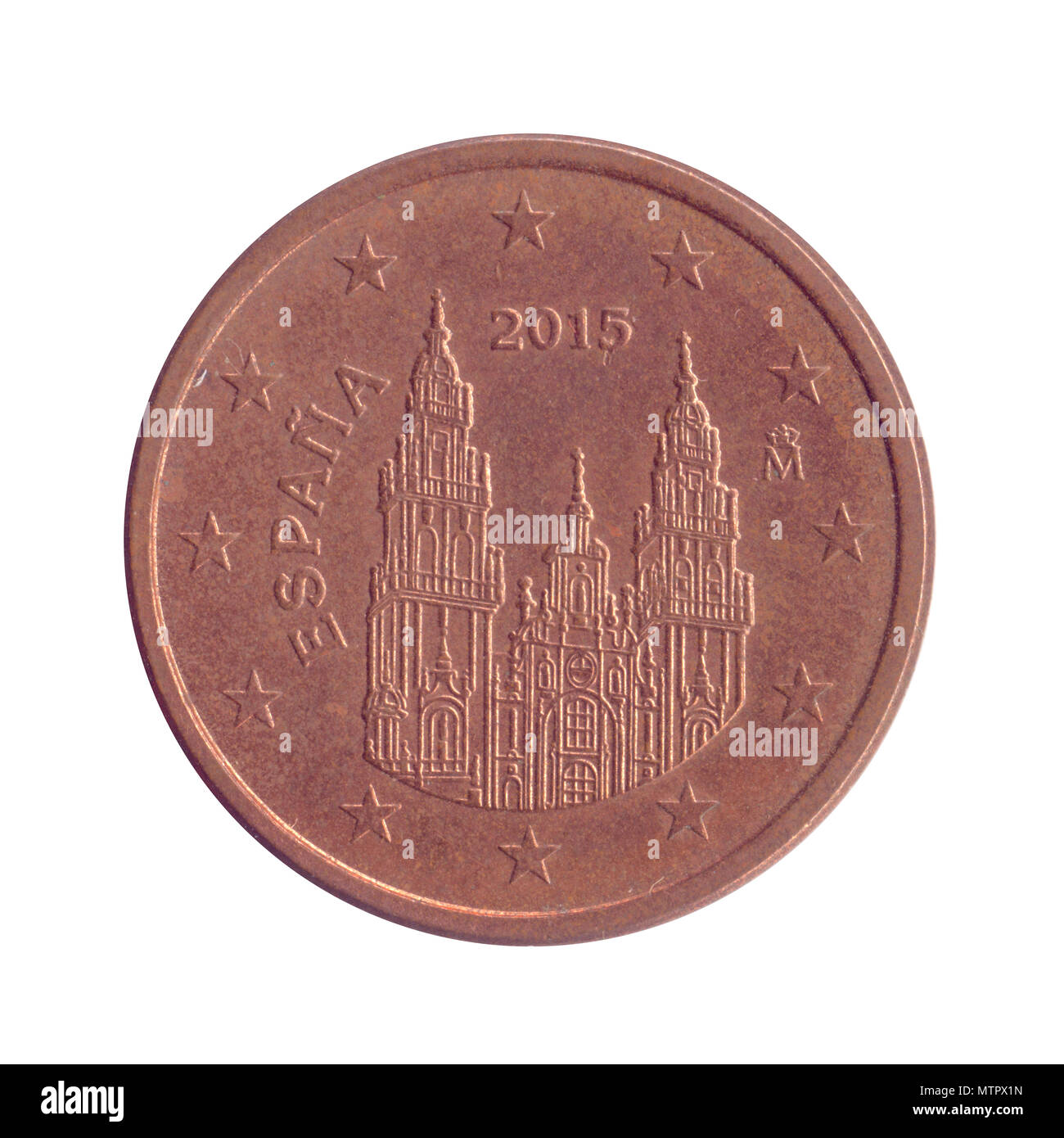 5 Euro Cents copper coin (Spain) Stock Photo