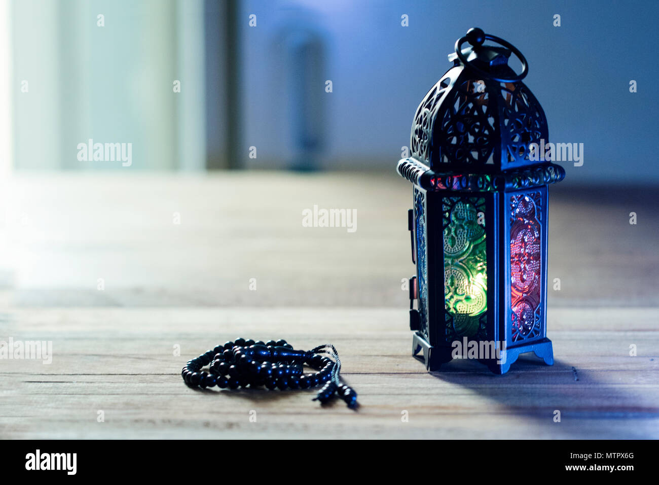 Ramadan Kareem  Prayer beads / Eid Mubarak  Ramadan Fanoos Stock Photo