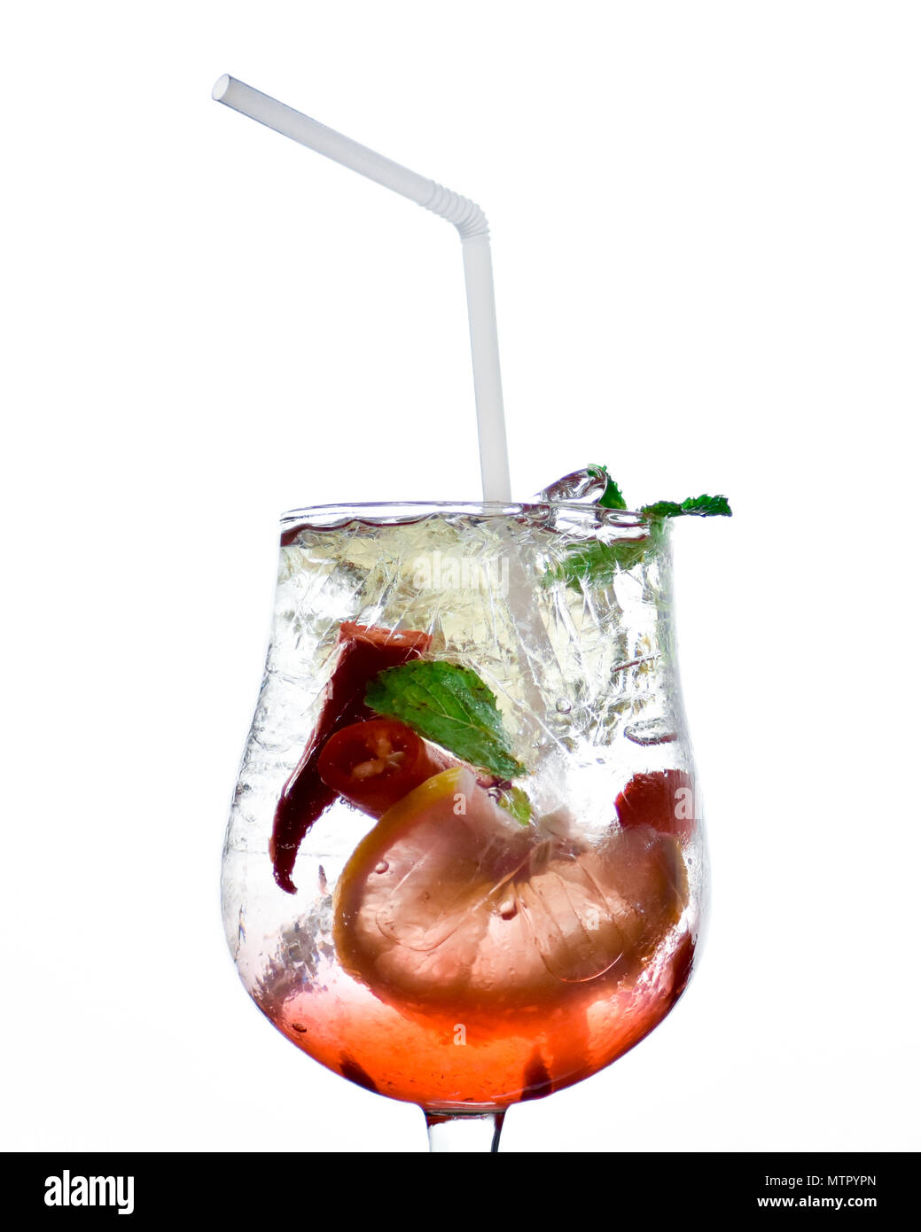 A spicy chili cocktail with mint Stock Photo