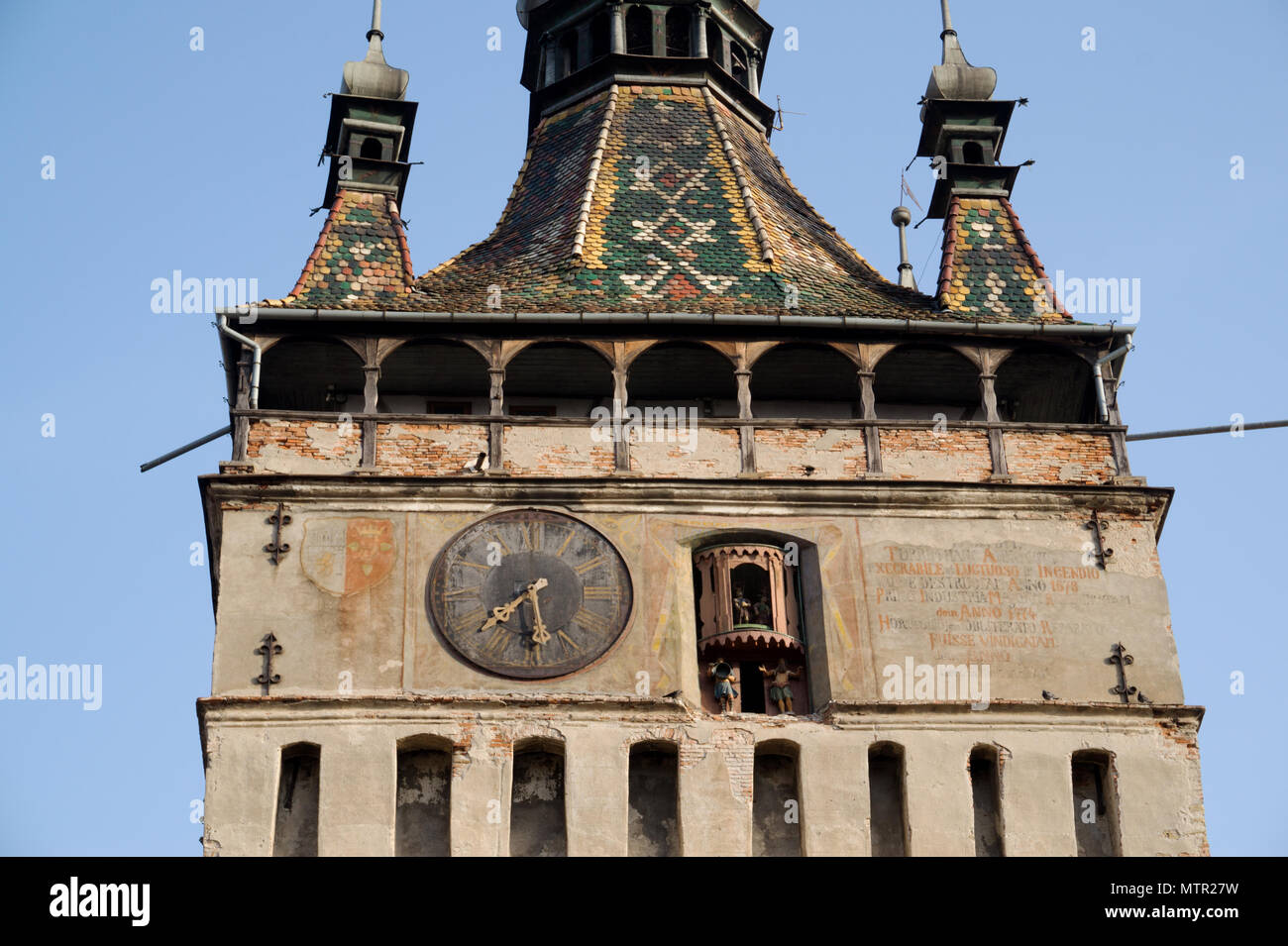 Historical clock tower Sighisoara Transivania Romania Stock Photo Alamy