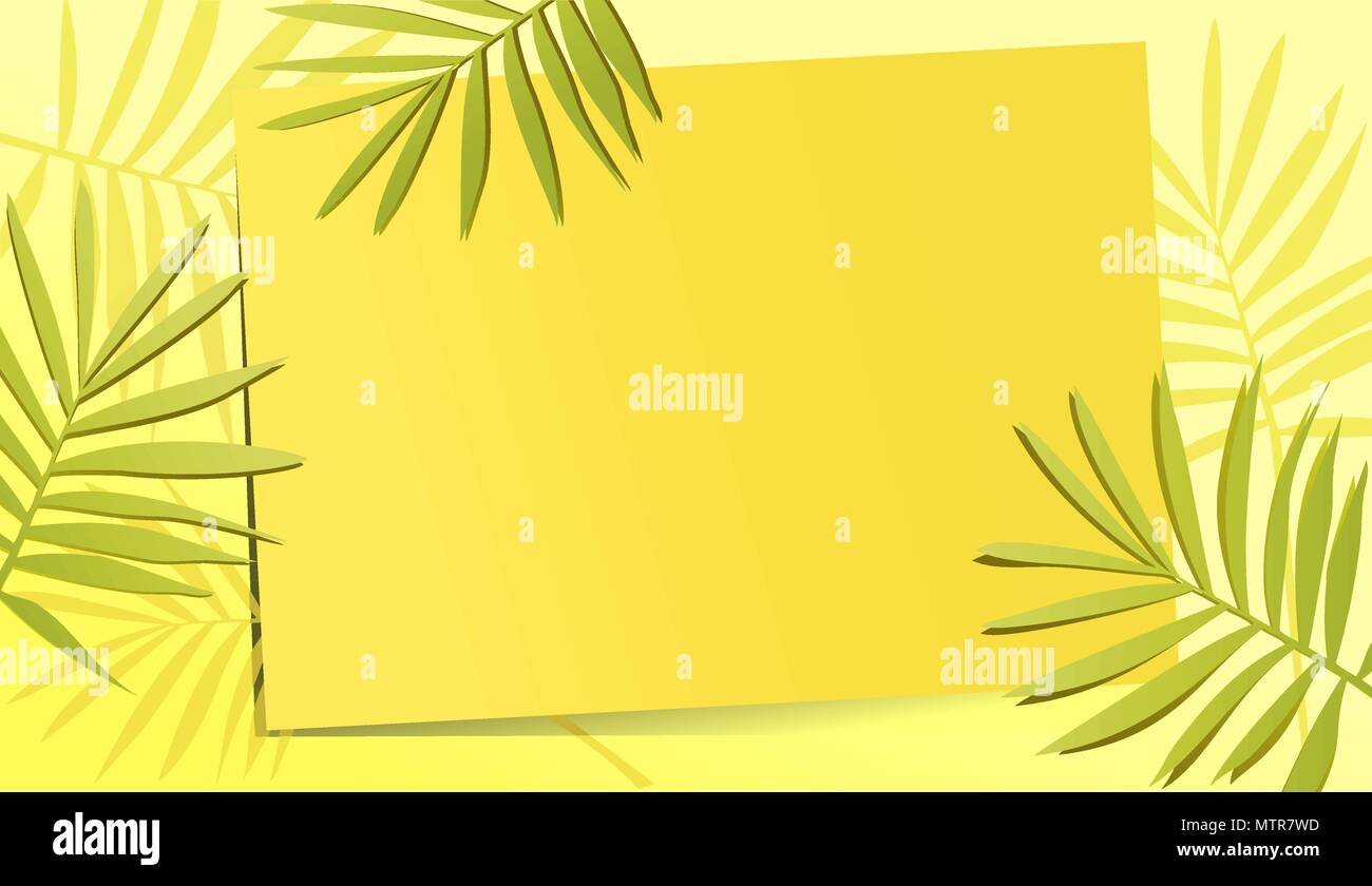 Summer yellow background with palm leaves Stock Vector Image & Art - Alamy
