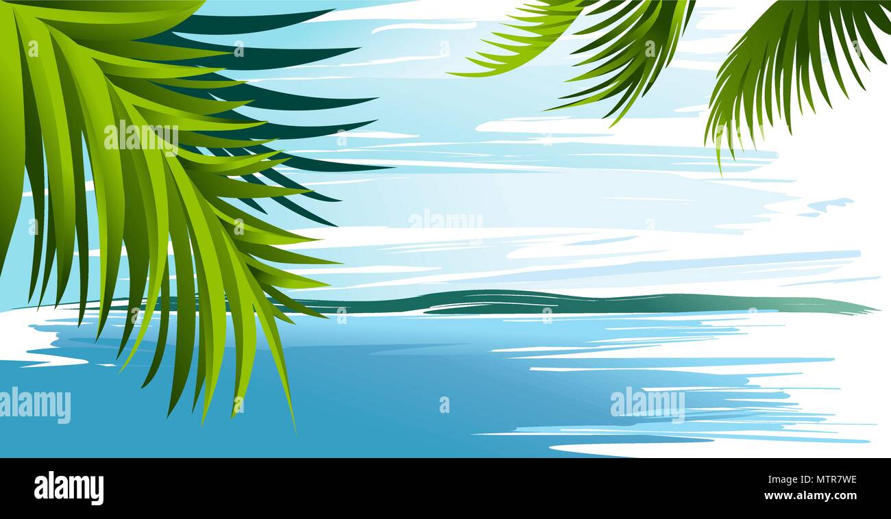 Holiday background with ocean and palm leaves Stock Vector Image & Art ...