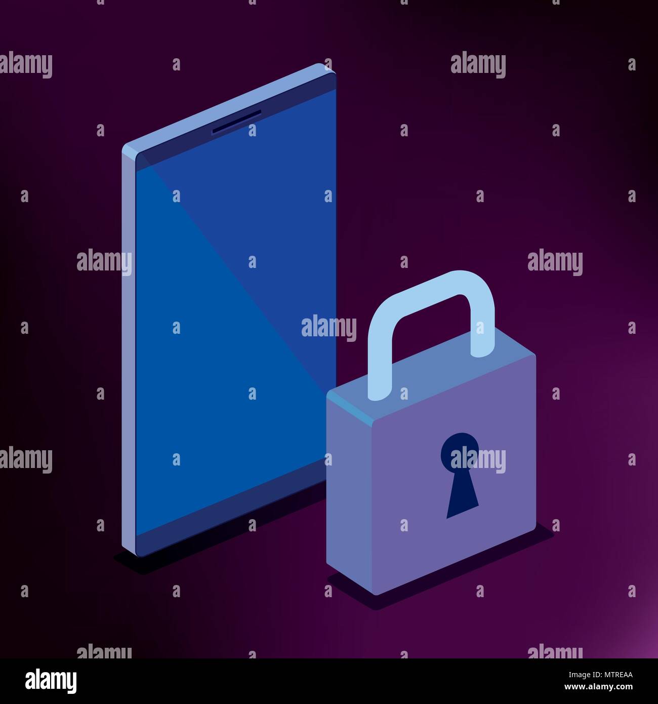 isometric smartphone and padlock cyber security Stock Vector Image ...
