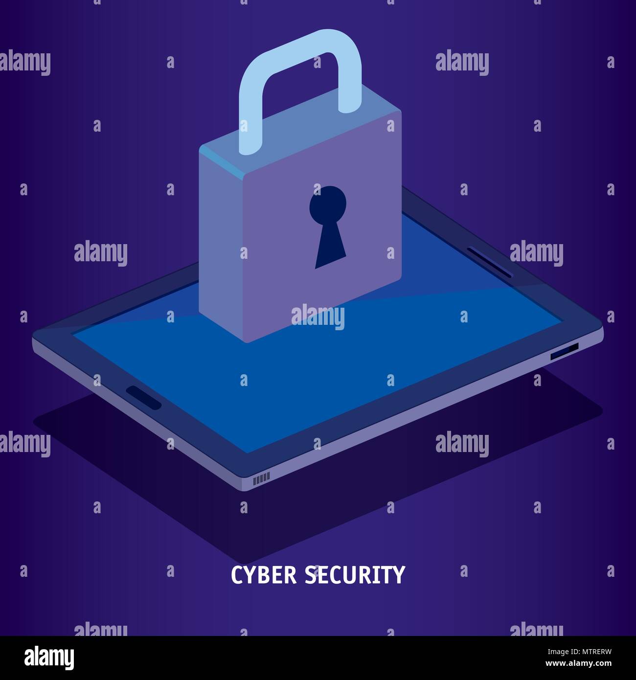 isometric tablet and padlock cyber security Stock Vector Image & Art ...