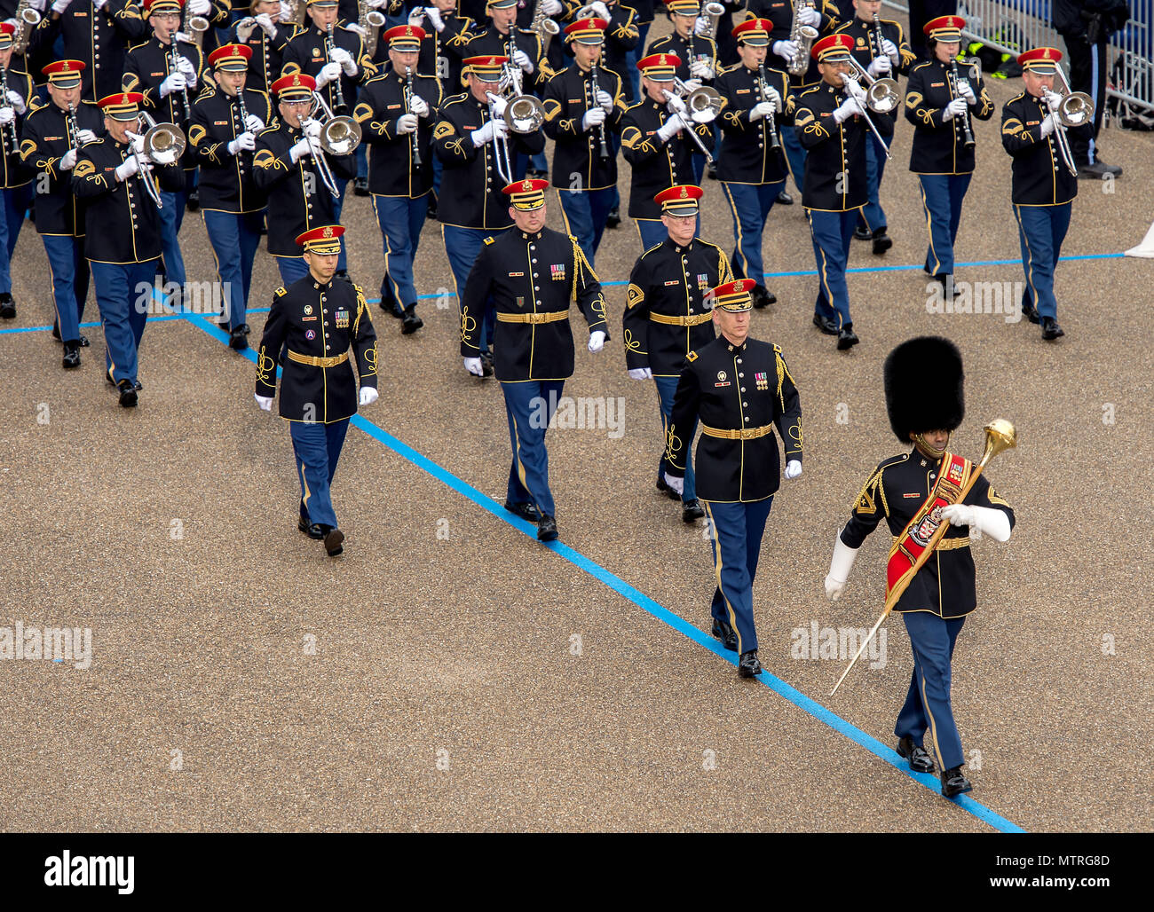 Musicians With The U S Army Band Pershing S Own March Past The White House Reviewing Stand During The 58th Presidential Inauguration Parade In Washington D C Jan 20 2017 More Than 5 000 Military Members