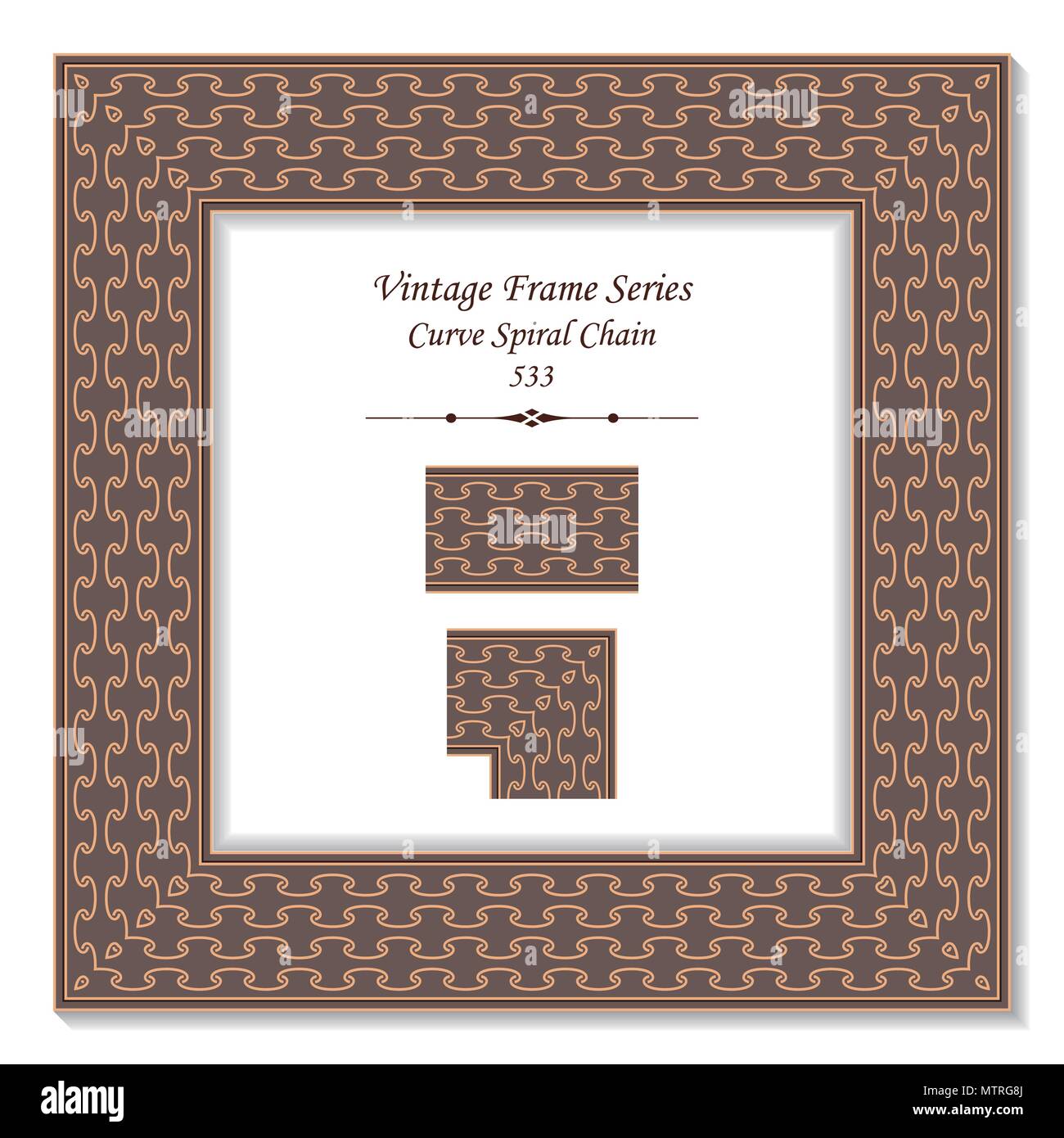 Vintage square 3D frame curve cross spiral frame chain, retro style ...