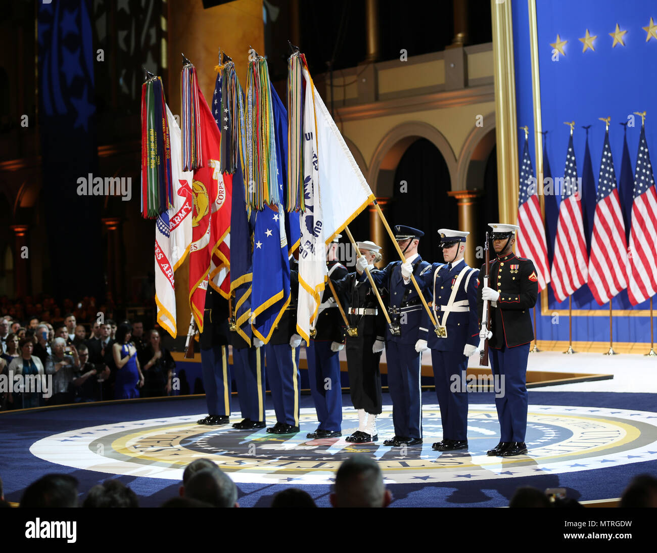 The Joint Service Color Guard Presents The Colors At The Salute To Our Armed Services Ball At The National Building Museum Washington D C Jan 20 2017 The Event One Of Three Official