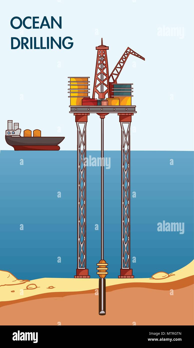 vector illustration of a Ocean Drilling Stock Vector