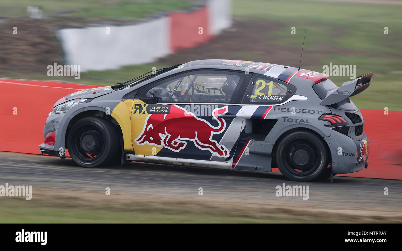during day two of the 2018 FIA World Rallycross Championship at Silverstone, Towcester. PRESS ASSOCIATION Photo. Picture date: Saturday May 26, 2018. See PA story AUTO Rally. Photo credit should read: David Davies/PA Wire Stock Photo