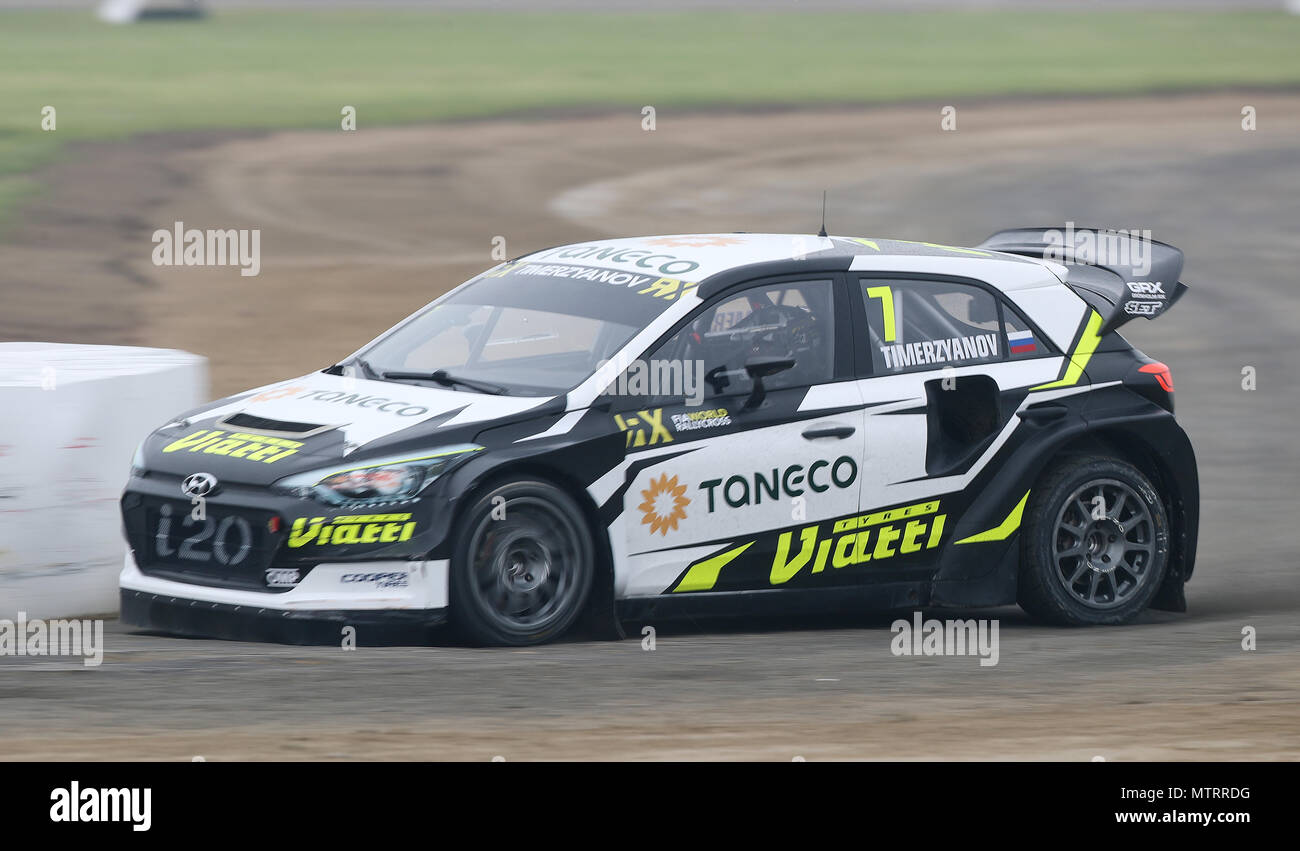 Timur Timerzyanov during day two of the 2018 FIA World Rallycross Championship at Silverstone, Towcester. PRESS ASSOCIATION Photo. Picture date: Saturday May 26, 2018. See PA story AUTO Rally. Photo credit should read: David Davies/PA Wire Stock Photo