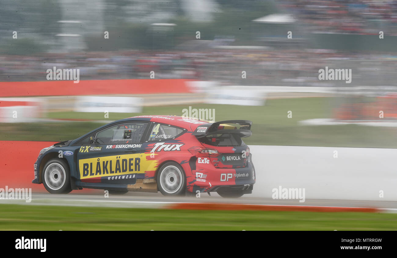 Robin Larsson during day two of the 2018 FIA World Rallycross Championship at Silverstone, Towcester. PRESS ASSOCIATION Photo. Picture date: Saturday May 26, 2018. See PA story AUTO Rally. Photo credit should read: David Davies/PA Wire Stock Photo